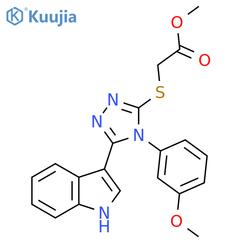 methyl 2-{5-(1H-indol-3-yl)-4-(3-methoxyphenyl)-4H-1,2,4-triazol-3-ylsulfanyl}acetate structure