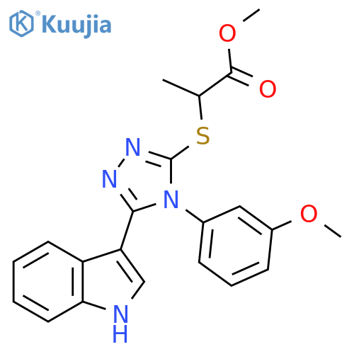 methyl 2-{5-(1H-indol-3-yl)-4-(3-methoxyphenyl)-4H-1,2,4-triazol-3-ylsulfanyl}propanoate structure
