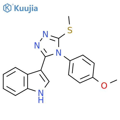 3-4-(4-methoxyphenyl)-5-(methylsulfanyl)-4H-1,2,4-triazol-3-yl-1H-indole structure