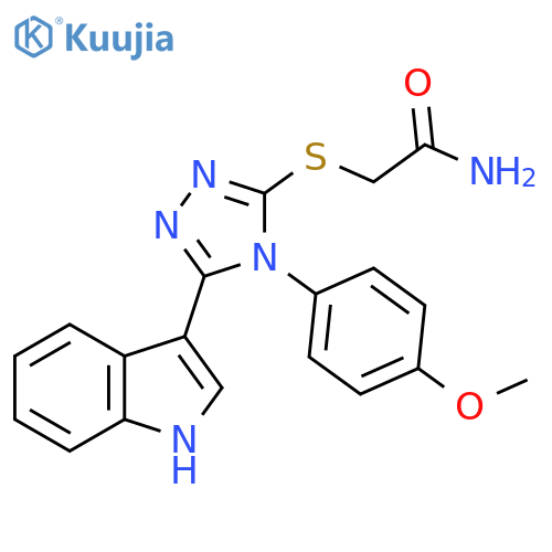 2-{5-(1H-indol-3-yl)-4-(4-methoxyphenyl)-4H-1,2,4-triazol-3-ylsulfanyl}acetamide structure