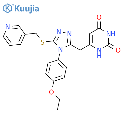 6-{4-(4-ethoxyphenyl)-5-{(pyridin-3-yl)methylsulfanyl}-4H-1,2,4-triazol-3-ylmethyl}-1,2,3,4-tetrahydropyrimidine-2,4-dione structure