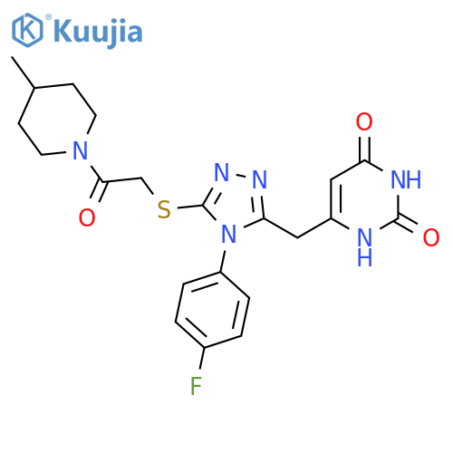 6-{4-(4-fluorophenyl)-5-{2-(4-methylpiperidin-1-yl)-2-oxoethylsulfanyl}-4H-1,2,4-triazol-3-ylmethyl}-1,2,3,4-tetrahydropyrimidine-2,4-dione structure