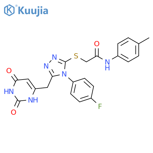 2-({5-(2,6-dioxo-1,2,3,6-tetrahydropyrimidin-4-yl)methyl-4-(4-fluorophenyl)-4H-1,2,4-triazol-3-yl}sulfanyl)-N-(4-methylphenyl)acetamide structure