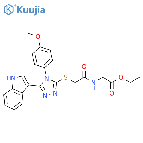 ethyl 2-(2-{5-(1H-indol-3-yl)-4-(4-methoxyphenyl)-4H-1,2,4-triazol-3-ylsulfanyl}acetamido)acetate structure