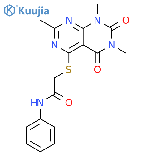N-phenyl-2-({2,6,8-trimethyl-5,7-dioxo-5H,6H,7H,8H-1,3diazino4,5-dpyrimidin-4-yl}sulfanyl)acetamide structure