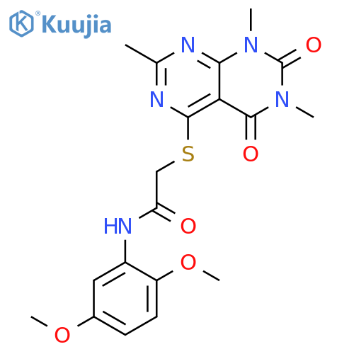N-(2,5-dimethoxyphenyl)-2-({2,6,8-trimethyl-5,7-dioxo-5H,6H,7H,8H-1,3diazino4,5-dpyrimidin-4-yl}sulfanyl)acetamide structure