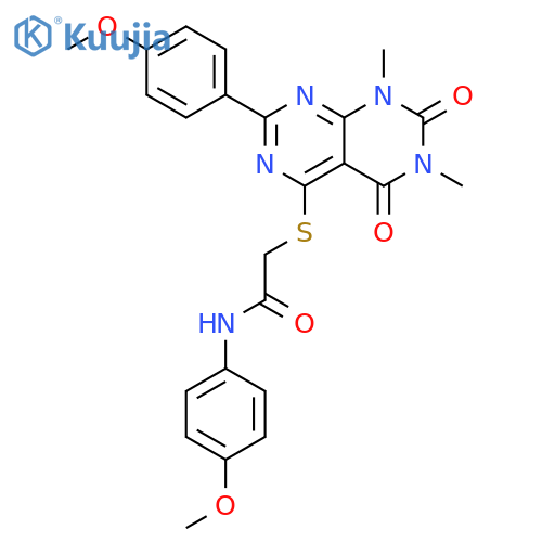 N-(4-methoxyphenyl)-2-{2-(4-methoxyphenyl)-6,8-dimethyl-5,7-dioxo-5H,6H,7H,8H-1,3diazino4,5-dpyrimidin-4-ylsulfanyl}acetamide structure