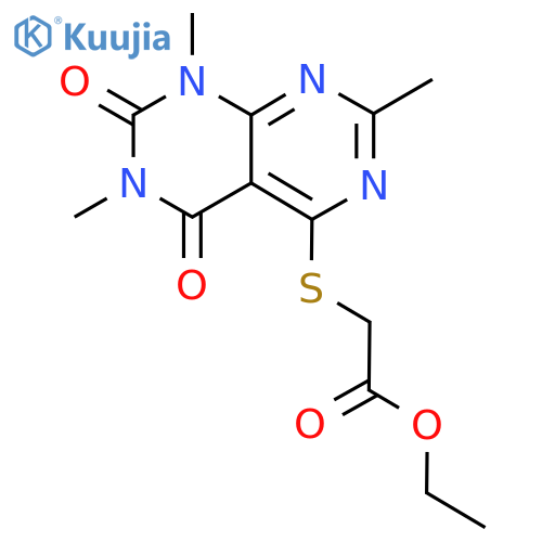 ethyl 2-({2,6,8-trimethyl-5,7-dioxo-5H,6H,7H,8H-1,3diazino4,5-dpyrimidin-4-yl}sulfanyl)acetate structure