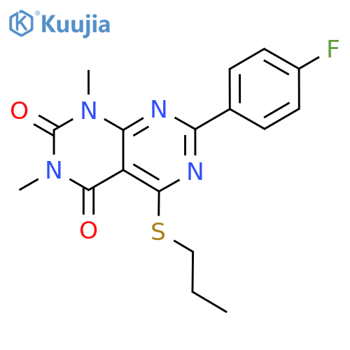 7-(4-fluorophenyl)-1,3-dimethyl-5-(propylsulfanyl)-1H,2H,3H,4H-1,3diazino4,5-dpyrimidine-2,4-dione structure