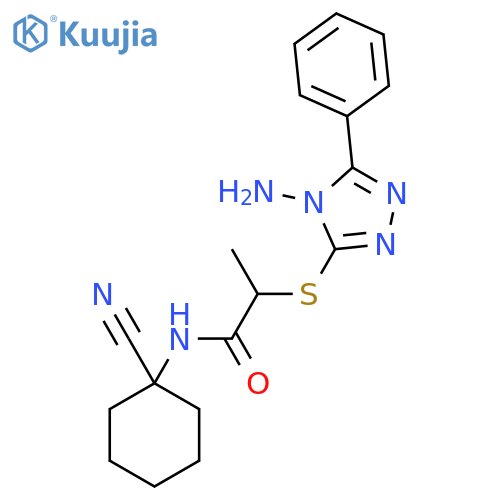 2-[(4-amino-5-phenyl-4H-1,2,4-triazol-3-yl)sulfanyl]-N-(1-cyanocyclohexyl)propanamide structure
