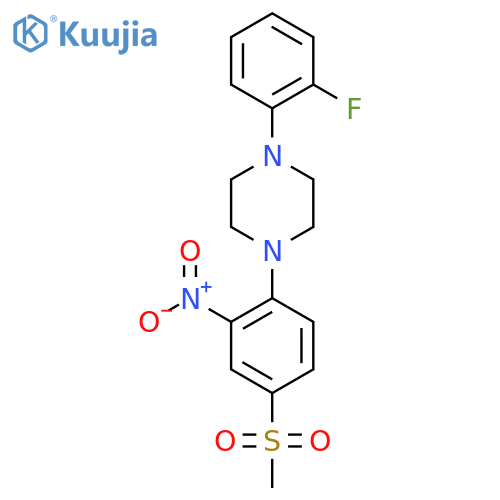1-(2-fluorophenyl)-4-(4-methanesulfonyl-2-nitrophenyl)piperazine structure