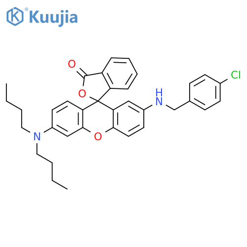 Spiro[isobenzofuran-1(3H),9'-[9H]xanthen]-3-one,2'-[[(4-chlorophenyl)methyl]amino]-6'-(dibutylamino)- structure