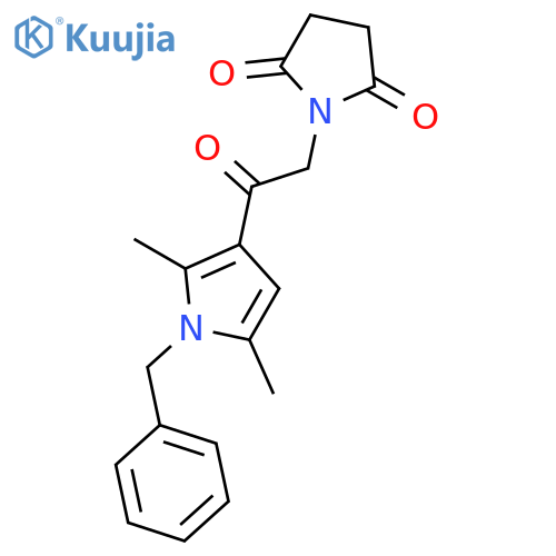 1-2-(1-benzyl-2,5-dimethyl-1H-pyrrol-3-yl)-2-oxoethylpyrrolidine-2,5-dione structure