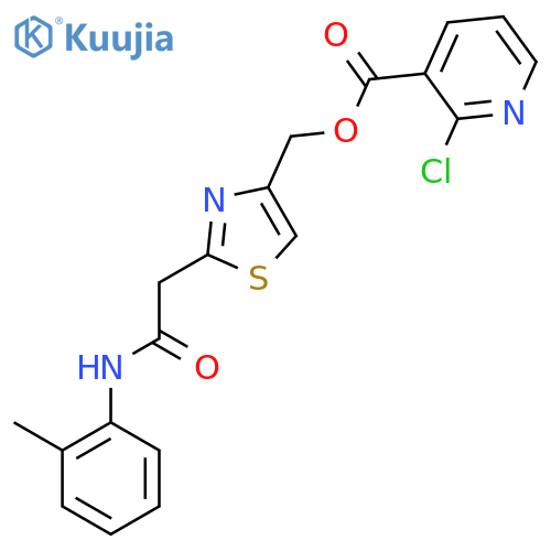 (2-{[(2-Methylphenyl)carbamoyl]methyl}-1,3-thiazol-4-yl)methyl 2-chloropyridine-3-carboxylate structure