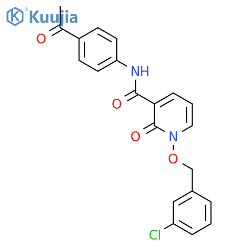 N-(4-acetylphenyl)-1-(3-chlorophenyl)methoxy-2-oxo-1,2-dihydropyridine-3-carboxamide structure