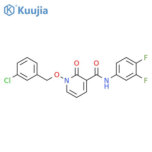 1-(3-chlorophenyl)methoxy-N-(3,4-difluorophenyl)-2-oxo-1,2-dihydropyridine-3-carboxamide structure