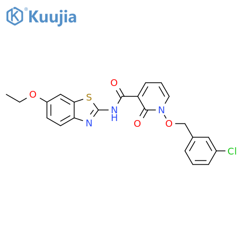1-(3-chlorophenyl)methoxy-N-(6-ethoxy-1,3-benzothiazol-2-yl)-2-oxo-1,2-dihydropyridine-3-carboxamide structure