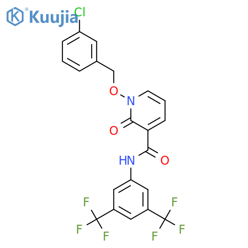 N-3,5-bis(trifluoromethyl)phenyl-1-(3-chlorophenyl)methoxy-2-oxo-1,2-dihydropyridine-3-carboxamide structure