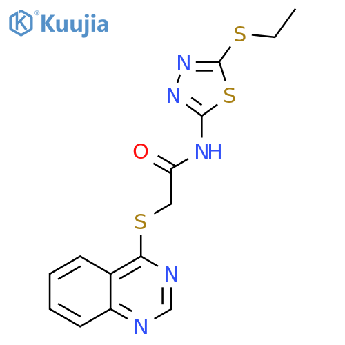 N-5-(ethylsulfanyl)-1,3,4-thiadiazol-2-yl-2-(quinazolin-4-ylsulfanyl)acetamide structure