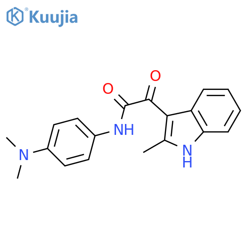 N-4-(dimethylamino)phenyl-2-(2-methyl-1H-indol-3-yl)-2-oxoacetamide structure