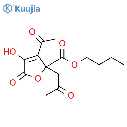 2-Furancarboxylic acid,3-acetyl-2,5-dihydro-4-hydroxy-5-oxo-2-(2-oxopropyl)-, butyl ester structure