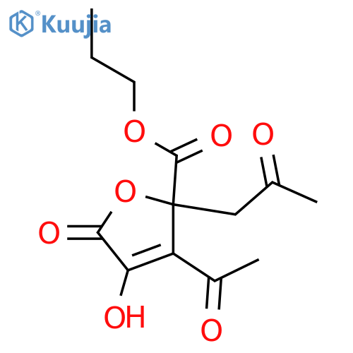 2-Furancarboxylicacid, 3-acetyl-2,5-dihydro-4-hydroxy-5-oxo-2-(2-oxopropyl)-, propyl ester structure