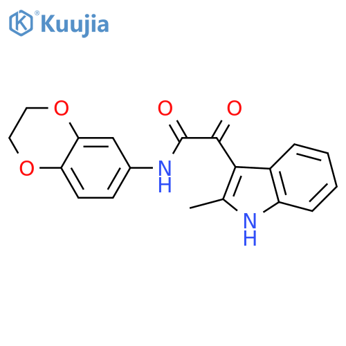 N-(2,3-dihydro-1,4-benzodioxin-6-yl)-2-(2-methyl-1H-indol-3-yl)-2-oxoacetamide structure