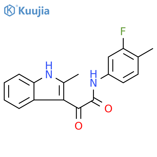 N-(3-fluoro-4-methylphenyl)-2-(2-methyl-1H-indol-3-yl)-2-oxoacetamide structure