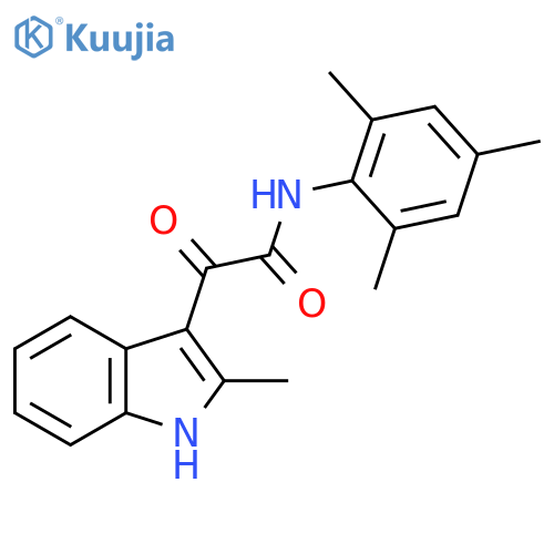 2-(2-methyl-1H-indol-3-yl)-2-oxo-N-(2,4,6-trimethylphenyl)acetamide structure