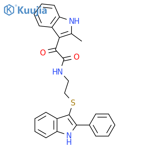 2-(2-methyl-1H-indol-3-yl)-2-oxo-N-{2-(2-phenyl-1H-indol-3-yl)sulfanylethyl}acetamide structure