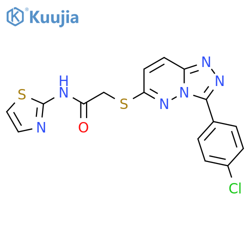 2-{3-(4-chlorophenyl)-1,2,4triazolo4,3-bpyridazin-6-ylsulfanyl}-N-(1,3-thiazol-2-yl)acetamide structure