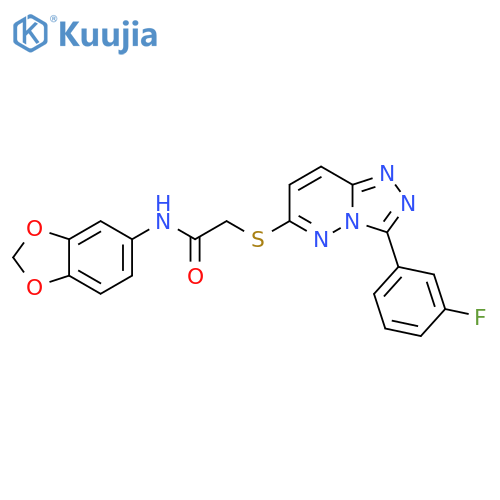 N-(2H-1,3-benzodioxol-5-yl)-2-{3-(3-fluorophenyl)-1,2,4triazolo4,3-bpyridazin-6-ylsulfanyl}acetamide structure