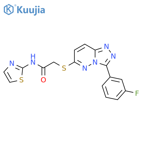 2-{3-(3-fluorophenyl)-1,2,4triazolo4,3-bpyridazin-6-ylsulfanyl}-N-(1,3-thiazol-2-yl)acetamide structure