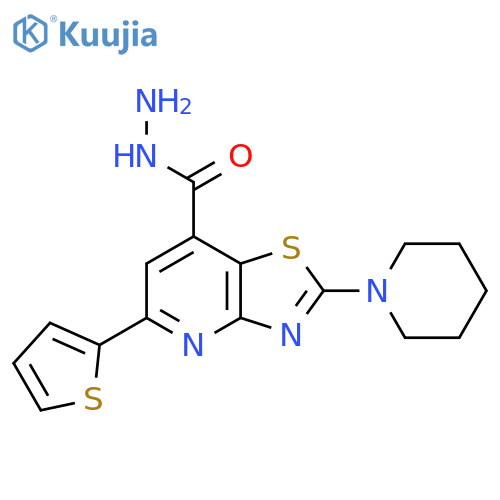 2-(Piperidin-1-yl)-5-(2-thienyl)thiazolo-[4,5-b]-pyridine-7-carbohydrazide structure