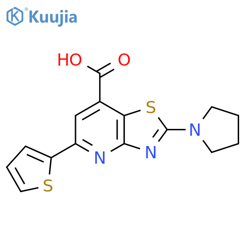 2-(Pyrrolidin-1-yl)-5-(2-thienyl)thiazolo-[4,5-b]-pyridine-7-carboxylic acid structure