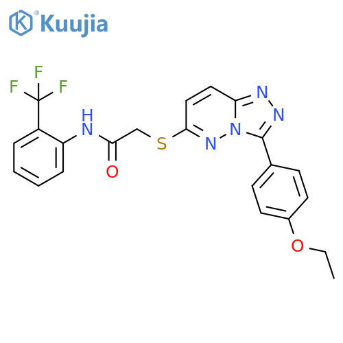 2-{3-(4-ethoxyphenyl)-1,2,4triazolo4,3-bpyridazin-6-ylsulfanyl}-N-2-(trifluoromethyl)phenylacetamide structure