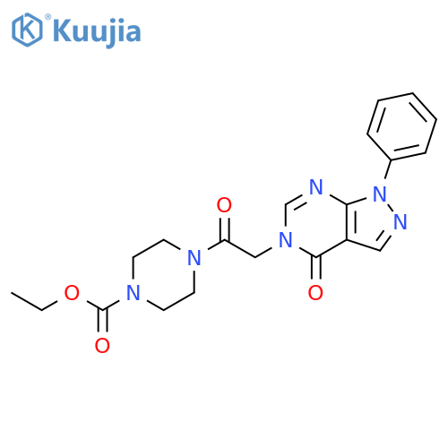 ethyl 4-(2-{4-oxo-1-phenyl-1H,4H,5H-pyrazolo3,4-dpyrimidin-5-yl}acetyl)piperazine-1-carboxylate structure