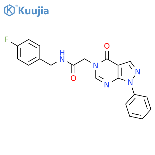 N-(4-fluorophenyl)methyl-2-{4-oxo-1-phenyl-1H,4H,5H-pyrazolo3,4-dpyrimidin-5-yl}acetamide structure