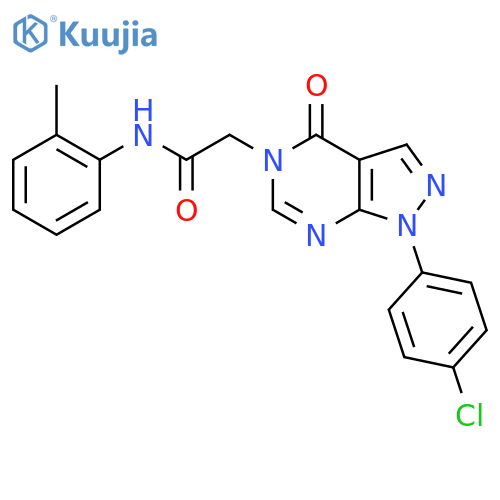 2-1-(4-chlorophenyl)-4-oxo-1H,4H,5H-pyrazolo3,4-dpyrimidin-5-yl-N-(2-methylphenyl)acetamide structure