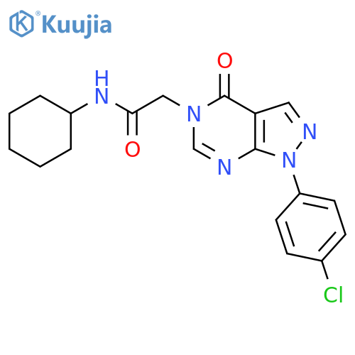 2-1-(4-chlorophenyl)-4-oxo-1H,4H,5H-pyrazolo3,4-dpyrimidin-5-yl-N-cyclohexylacetamide structure