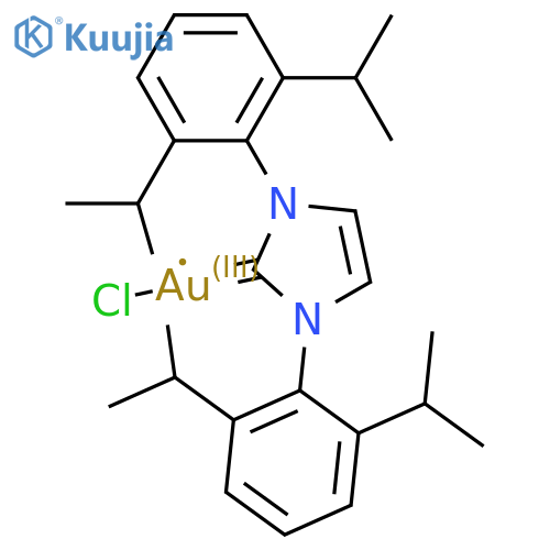 (1,3-bis(2,6-diisopropylphenyl)-1H-imidazol-2(3H)-ylidene)gold(III) chlorid structure