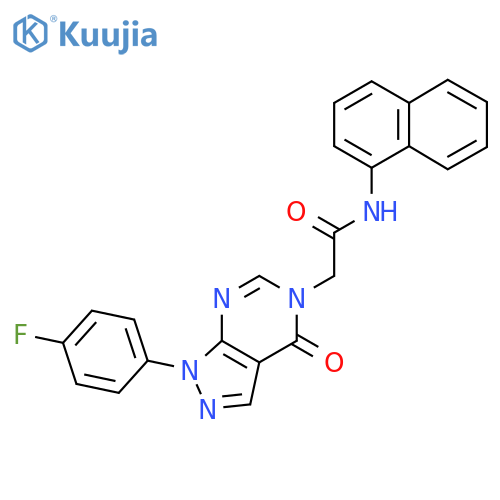 2-1-(4-fluorophenyl)-4-oxo-1H,4H,5H-pyrazolo3,4-dpyrimidin-5-yl-N-(naphthalen-1-yl)acetamide structure