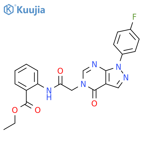ethyl 2-{2-1-(4-fluorophenyl)-4-oxo-1H,4H,5H-pyrazolo3,4-dpyrimidin-5-ylacetamido}benzoate structure
