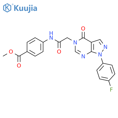 methyl 4-{2-1-(4-fluorophenyl)-4-oxo-1H,4H,5H-pyrazolo3,4-dpyrimidin-5-ylacetamido}benzoate structure