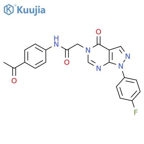 N-(4-acetylphenyl)-2-1-(4-fluorophenyl)-4-oxo-1H,4H,5H-pyrazolo3,4-dpyrimidin-5-ylacetamide structure