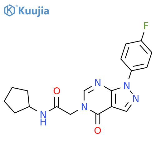 N-cyclopentyl-2-1-(4-fluorophenyl)-4-oxo-1H,4H,5H-pyrazolo3,4-dpyrimidin-5-ylacetamide structure