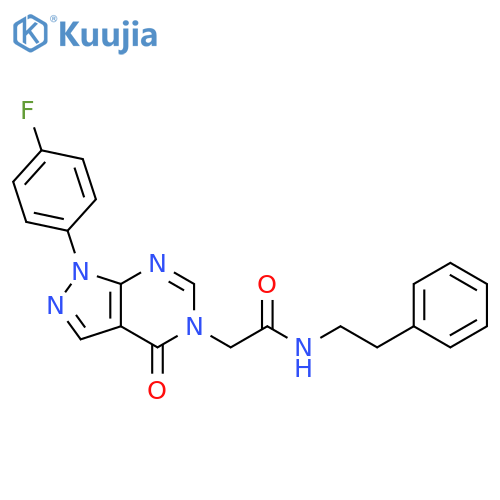 2-1-(4-fluorophenyl)-4-oxo-1H,4H,5H-pyrazolo3,4-dpyrimidin-5-yl-N-(2-phenylethyl)acetamide structure