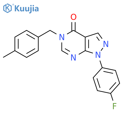 1-(4-fluorophenyl)-5-(4-methylphenyl)methyl-1H,4H,5H-pyrazolo3,4-dpyrimidin-4-one structure
