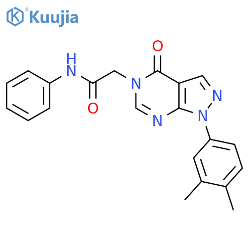 2-1-(3,4-dimethylphenyl)-4-oxo-1H,4H,5H-pyrazolo3,4-dpyrimidin-5-yl-N-phenylacetamide structure