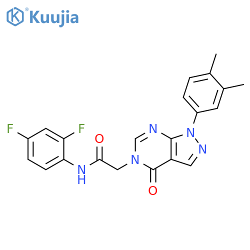 N-(2,4-difluorophenyl)-2-1-(3,4-dimethylphenyl)-4-oxo-1H,4H,5H-pyrazolo3,4-dpyrimidin-5-ylacetamide structure